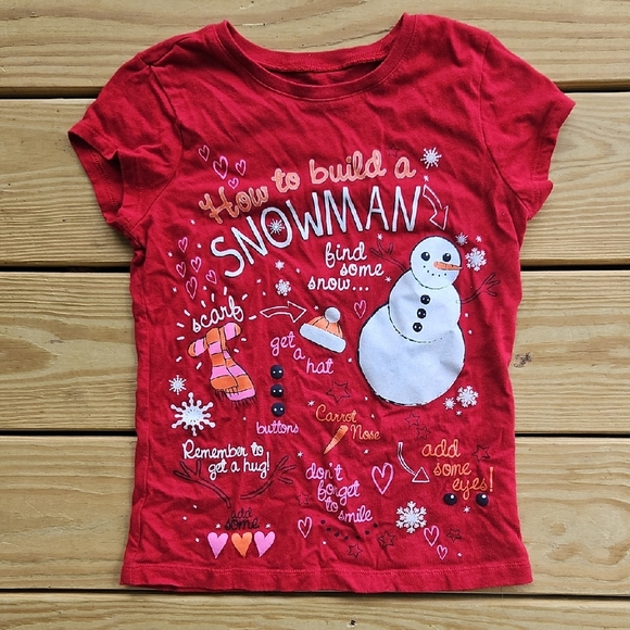 The Children's Place Red Festive Snowman Short Sleeve Tee - Picture 1 of 7